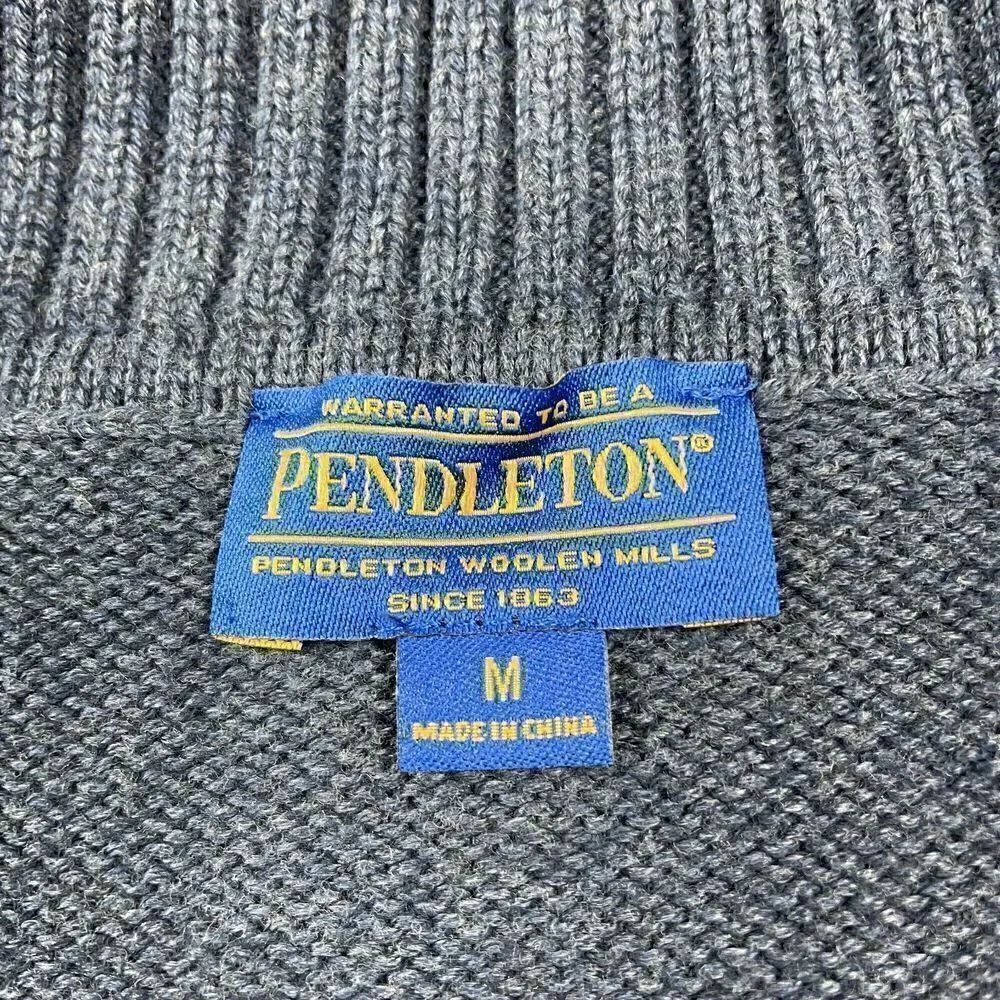 Pendleton Sweater Mens Medium Blue Cotton Full Zip Knit - Picture 4 of 12